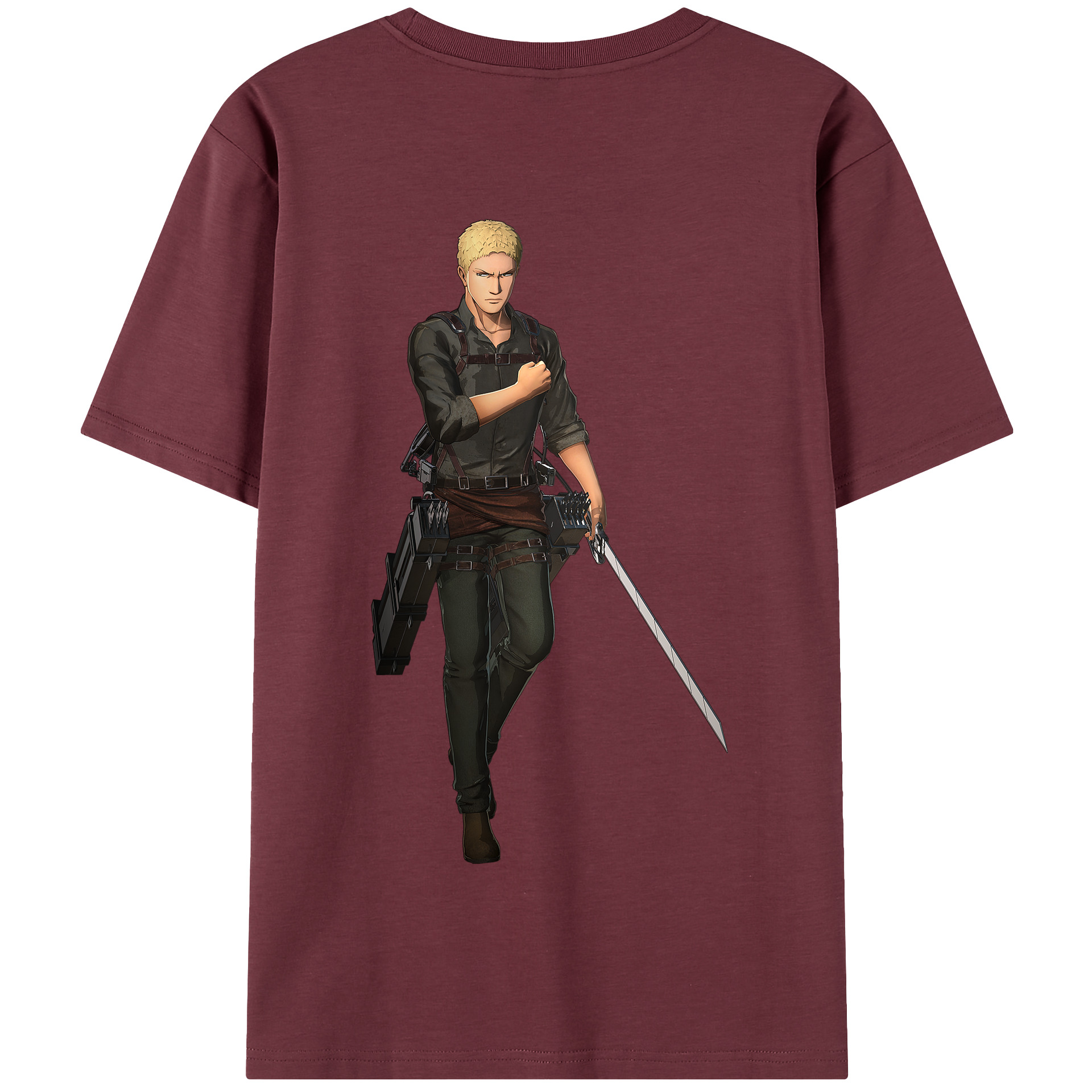 （画像用） 進撃の巨人 ライナー・ブラウン Attack on Titan Reiner Braun 綿100％半袖Tシャツ（背面プリント）